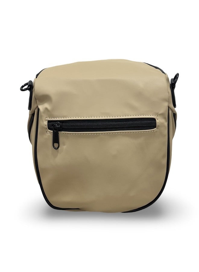 GLOSSY Multi-Compartment Crossbody Sling Bag, Lightweight Casual Travel Shoulder Bag with Detachable Strap, Multiple Pockets (Beige) - Image 5